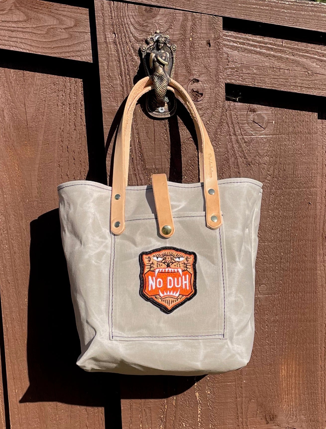 Mini Market Tote "Skull/Crown"- Waxed Canvas Black