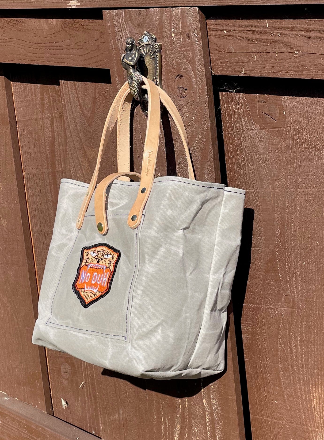 Mini Market Tote "Skull/Crown"- Waxed Canvas Black
