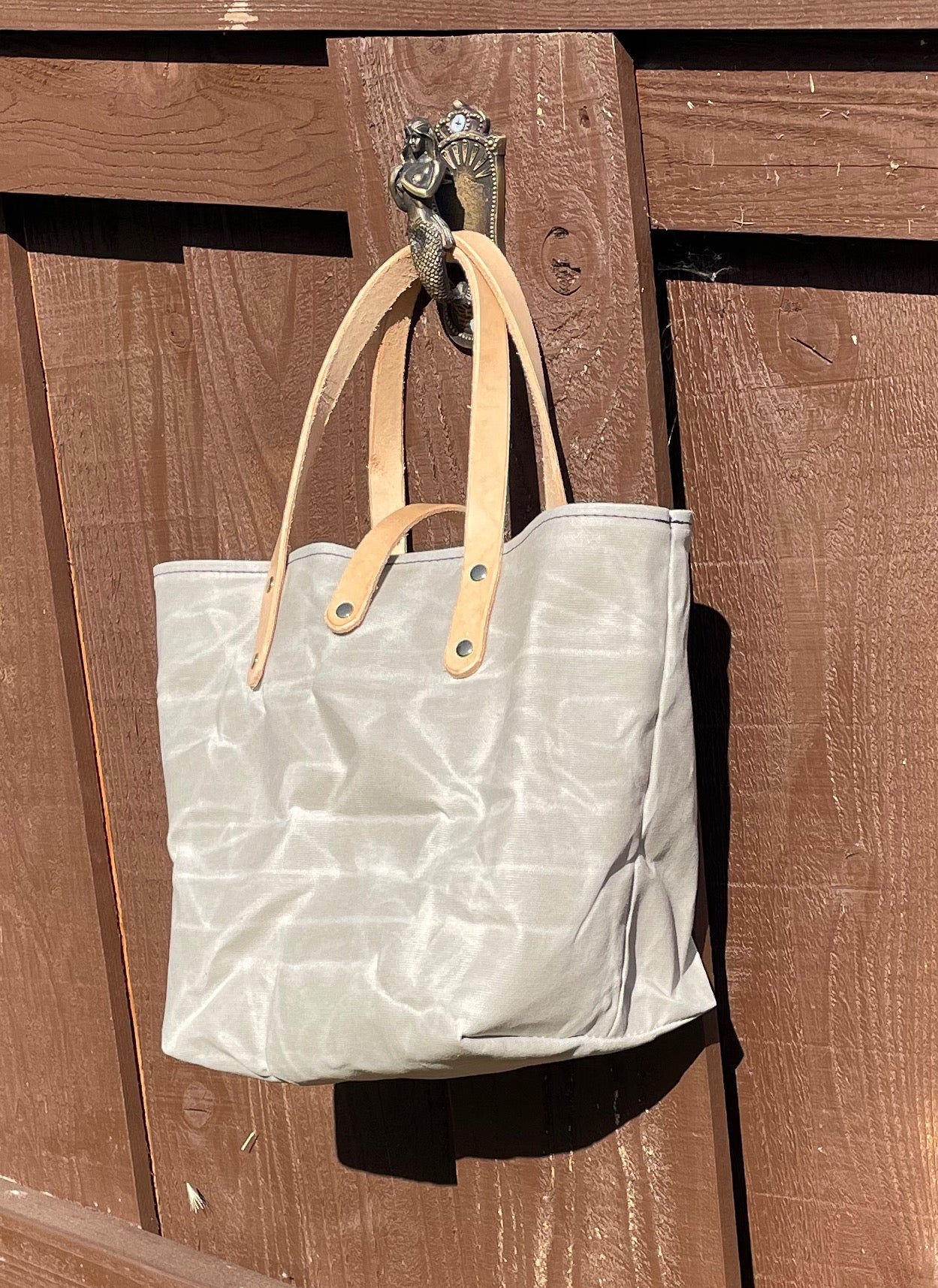 Mini Market Tote "Skull/Crown"- Waxed Canvas Black