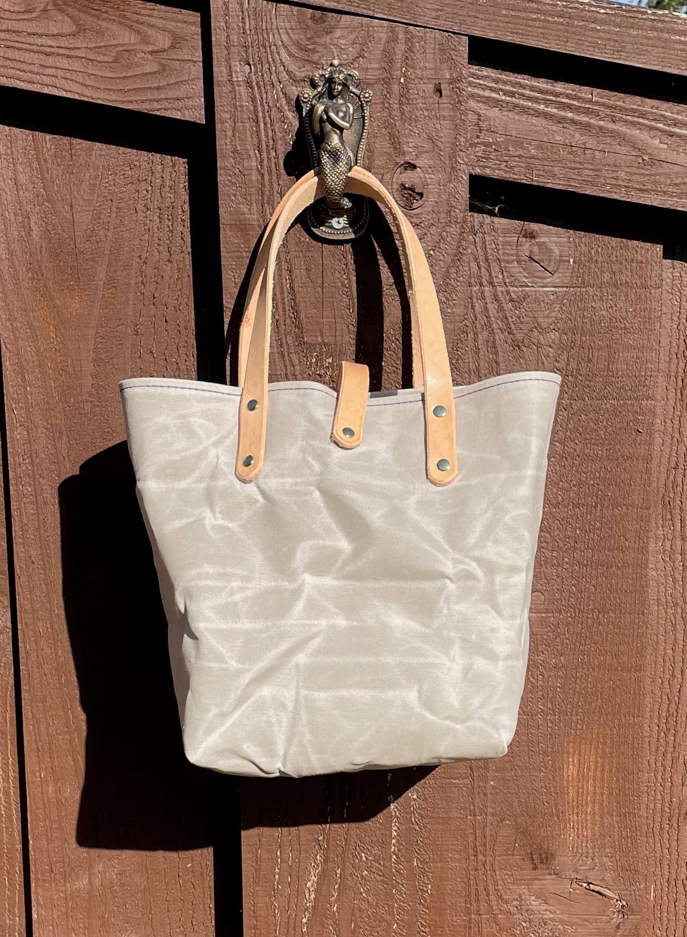 Mini Market Tote "Skull/Crown"- Waxed Canvas Black