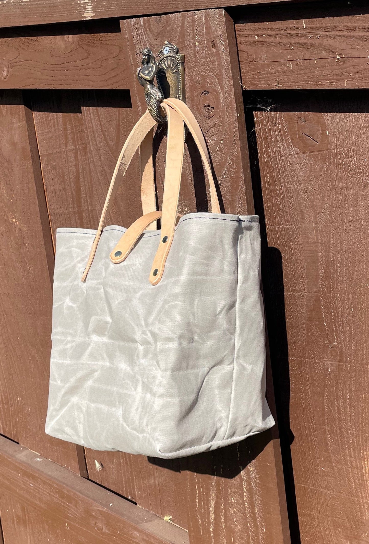 Mini Market Tote "Skull/Crown"- Waxed Canvas Black
