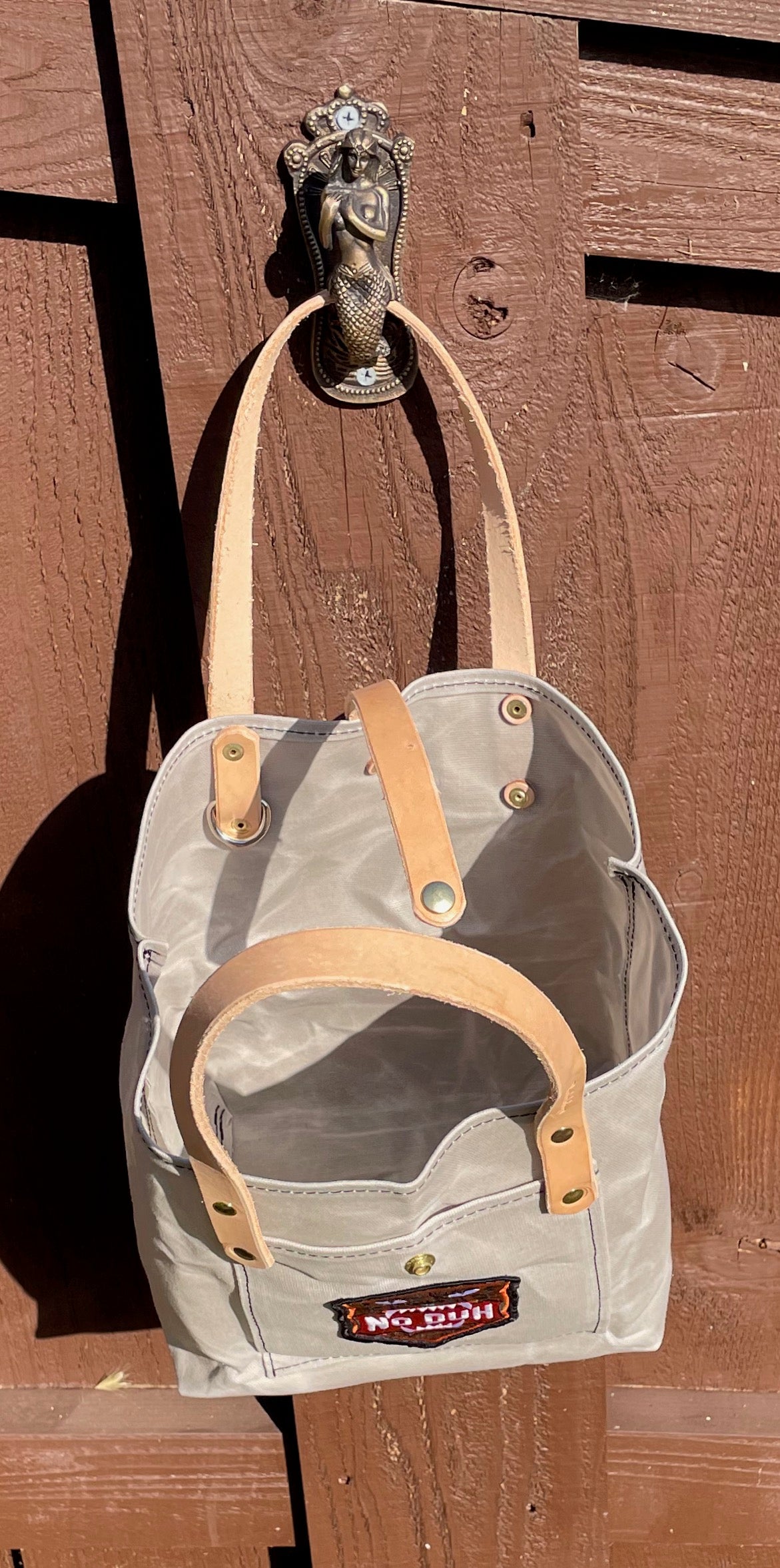 Mini Market Tote "Skull/Crown"- Waxed Canvas Black