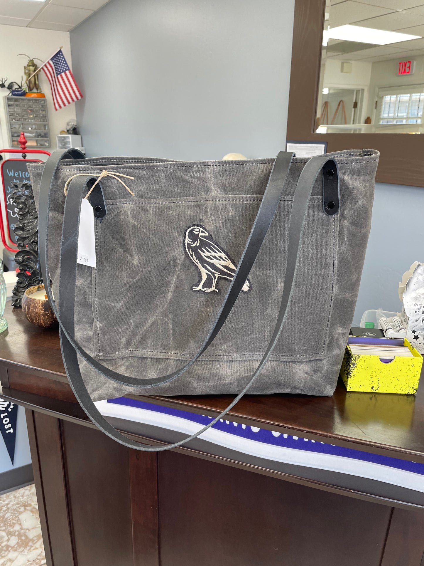 Market Tote- Waxed Canvas (Crow, Gray)