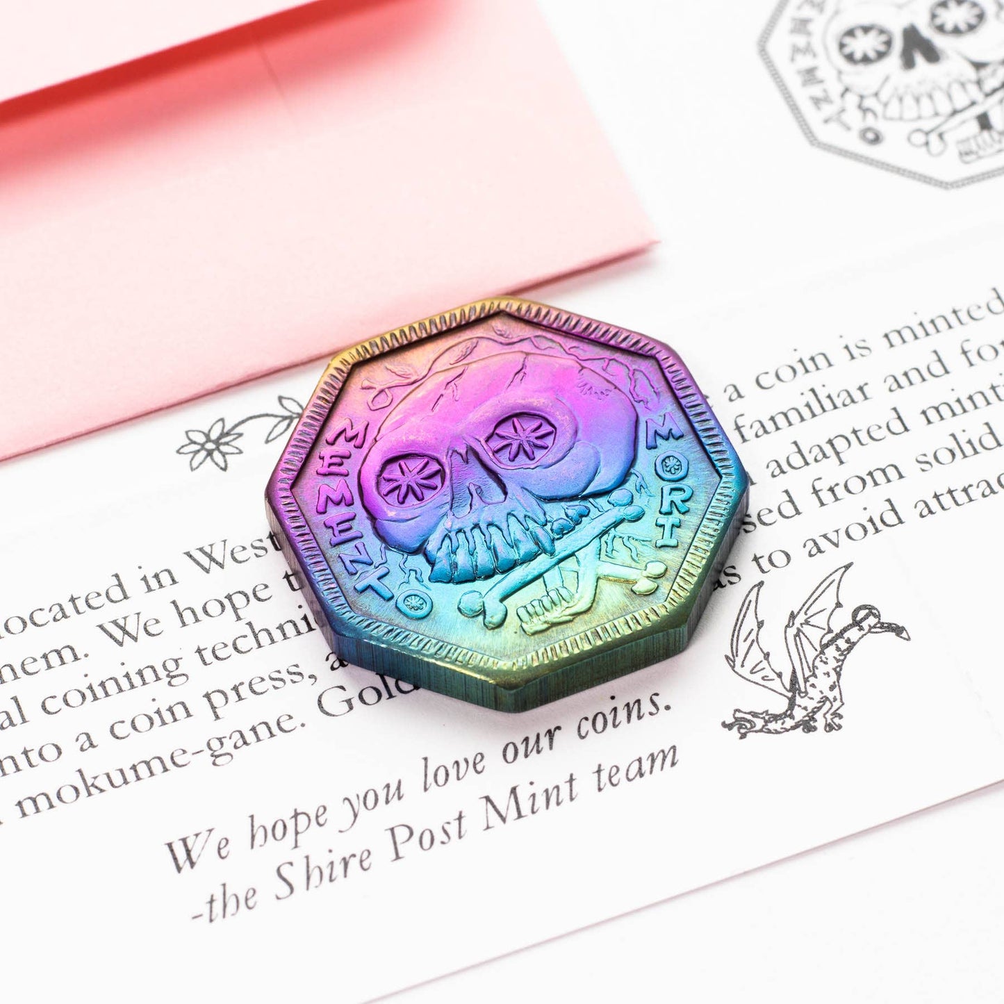 Memento Mori / Memento Vivere Reminder- Niobium Coin, Rainbow