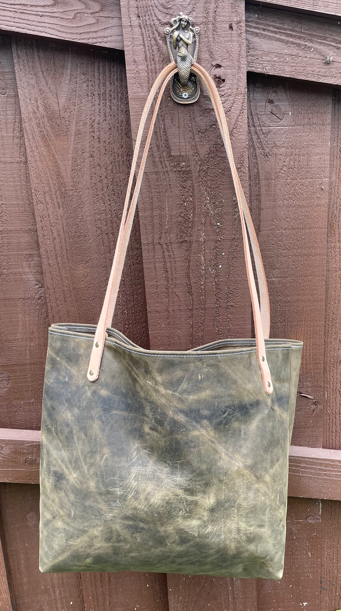 Market Tote- Crazy Horse Leather (Olive)