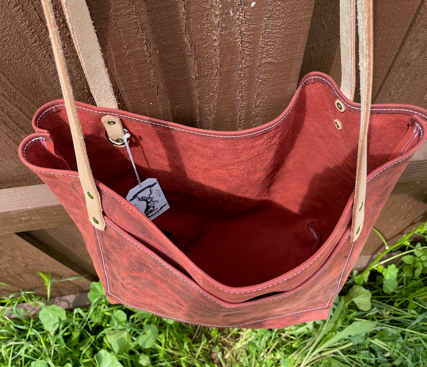 Market Tote- Crazy Horse Leather (Red)