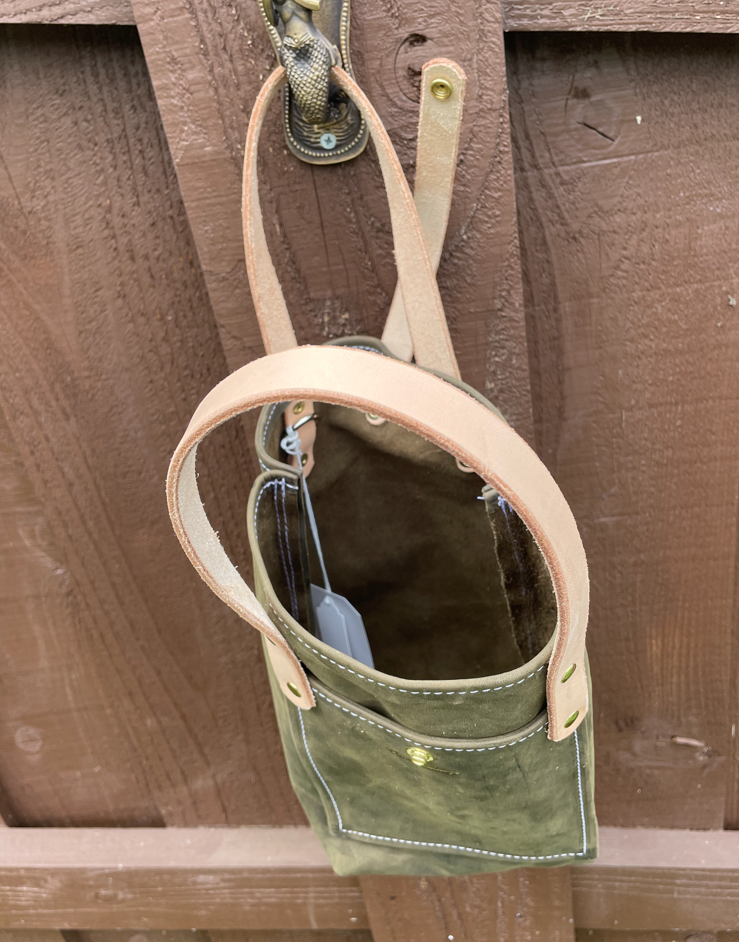 Mini Market Tote- Crazy Horse Leather (Olive)