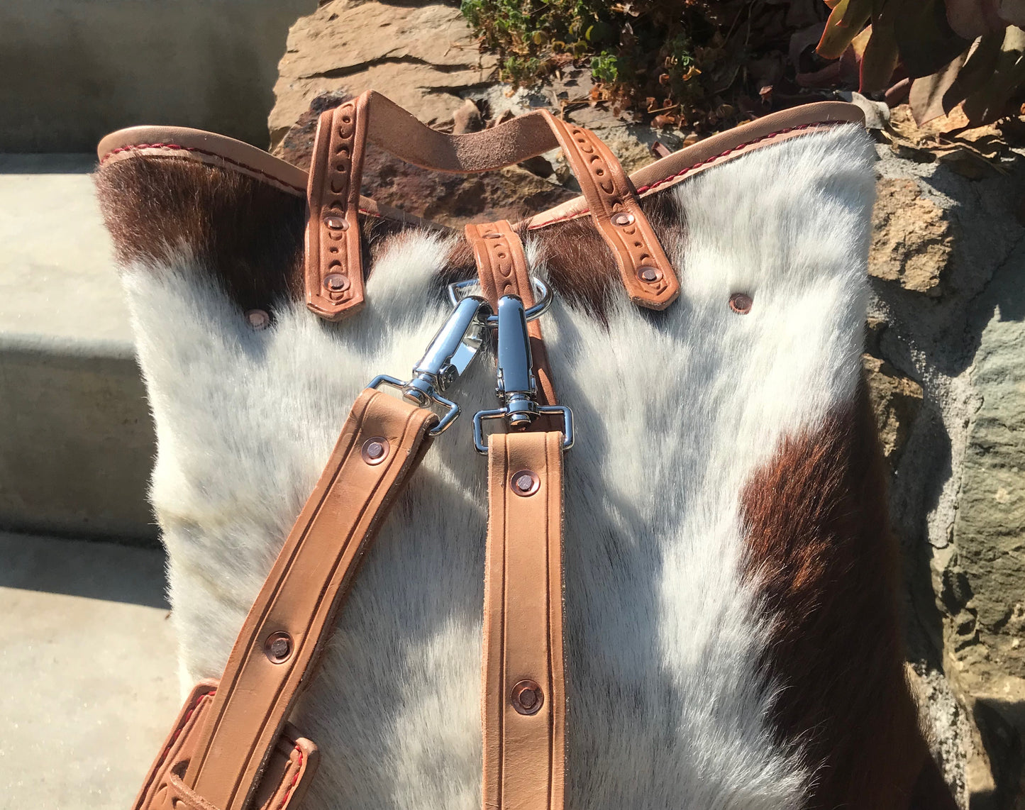 Backpack- Custom Hand Carved Hair On Cowhide