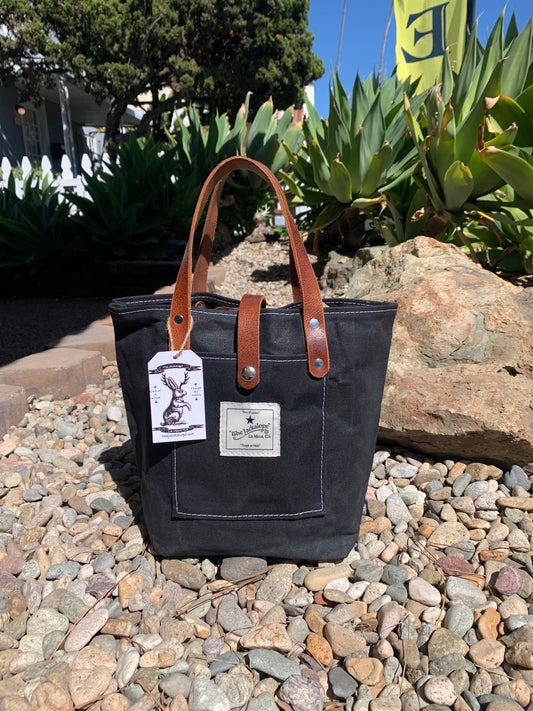 Mini Market Tote- Waxed Canvas (Black)