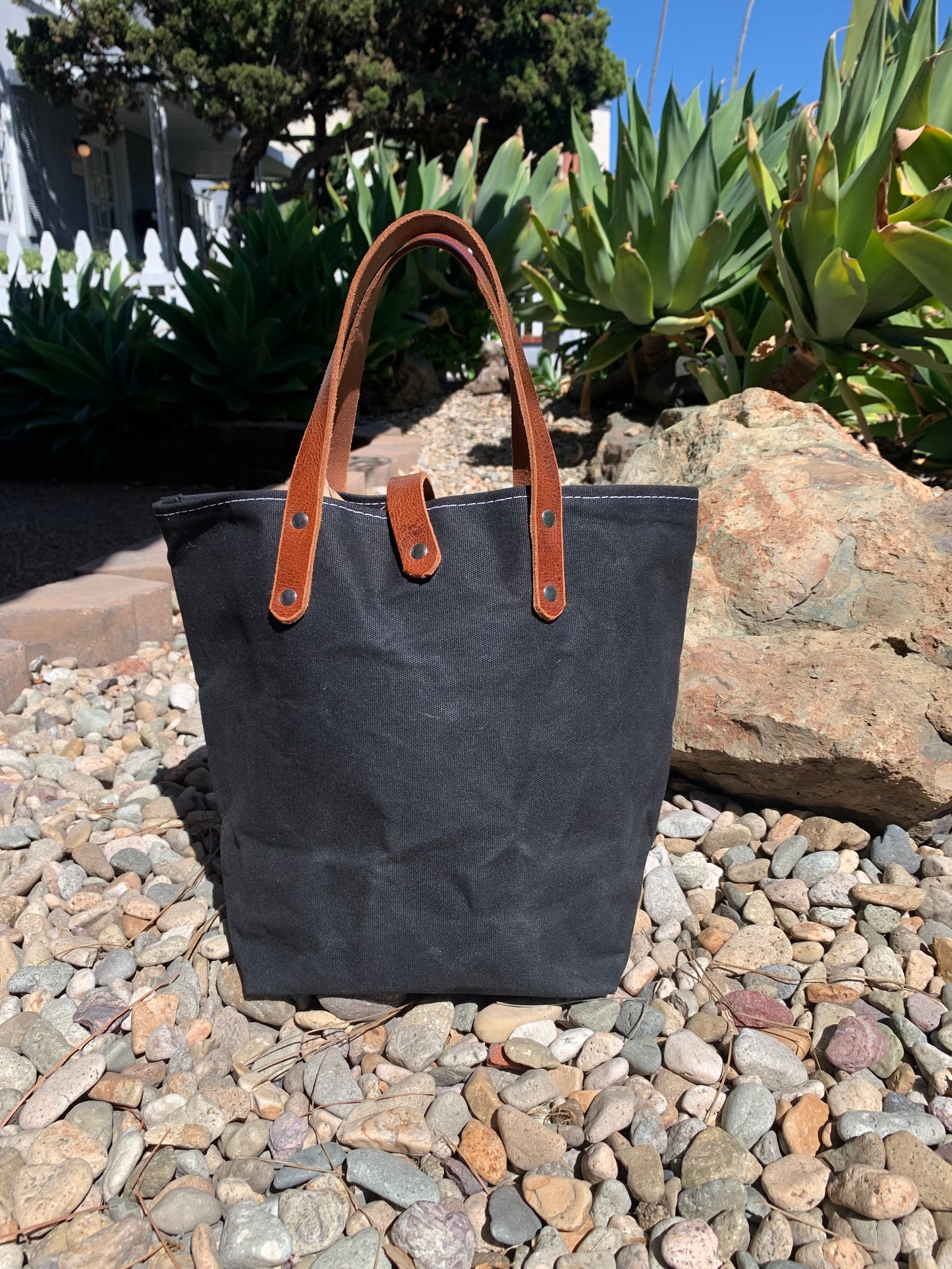 Mini Market Tote- Waxed Canvas (Black)