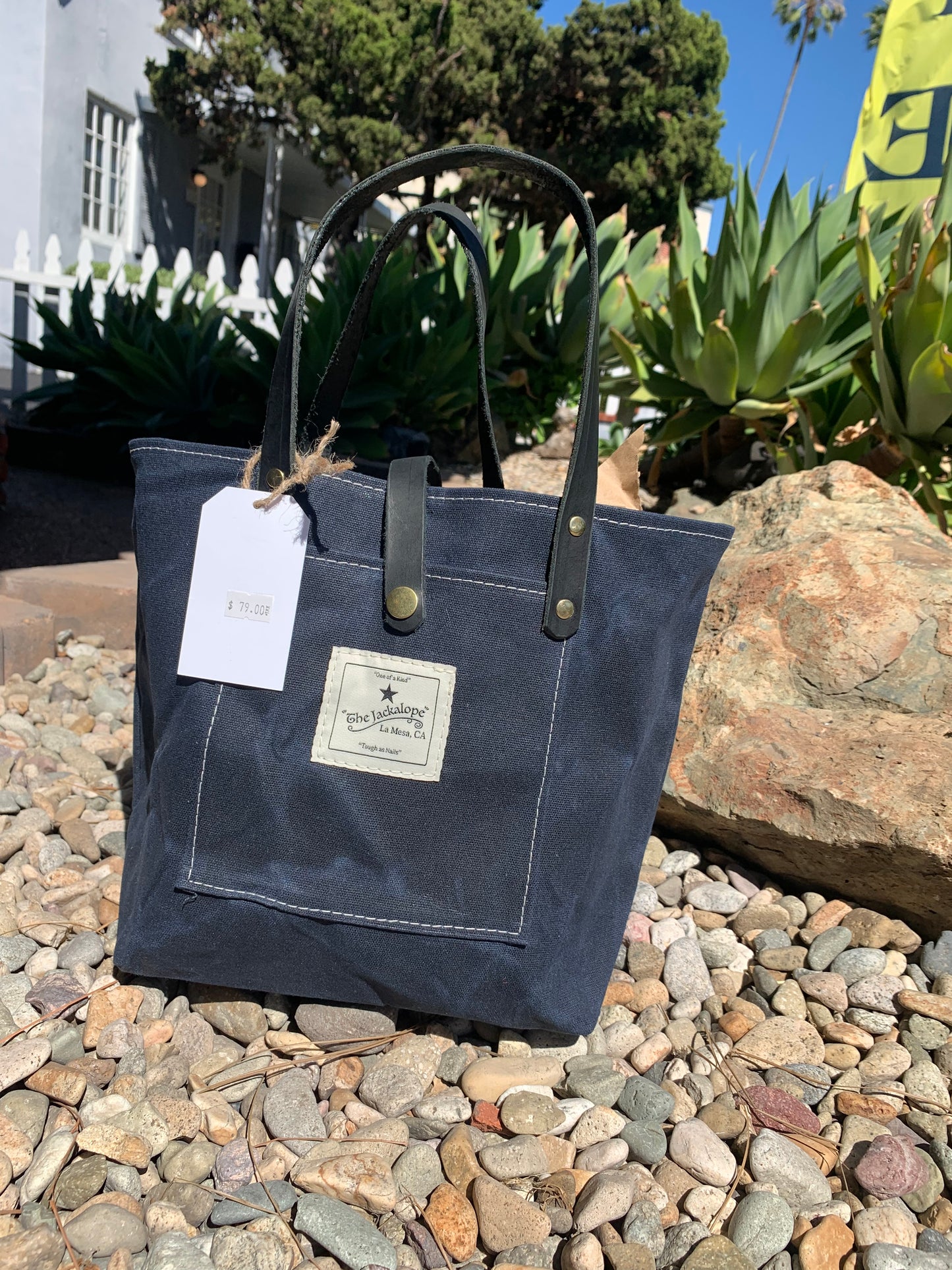 Mini Market Tote- Waxed Canvas (3 Colors W/Black Handles)