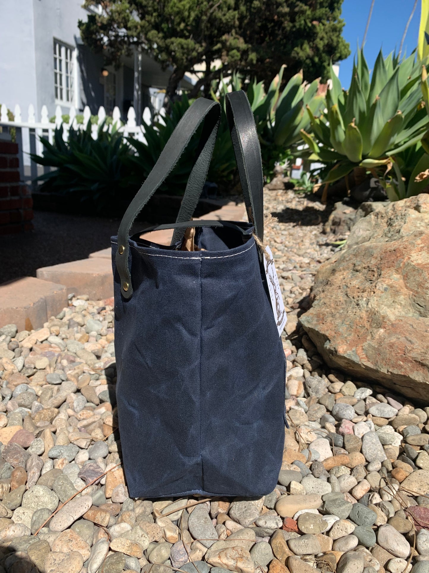 Mini Market Tote- Waxed Canvas (3 Colors W/Black Handles)