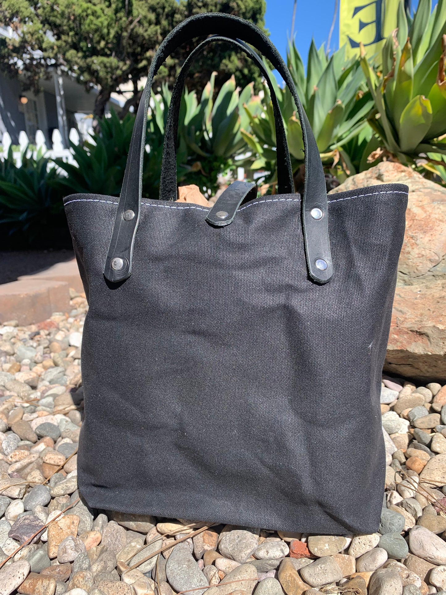 Mini Market Tote- Waxed Canvas (3 Colors W/Black Handles)