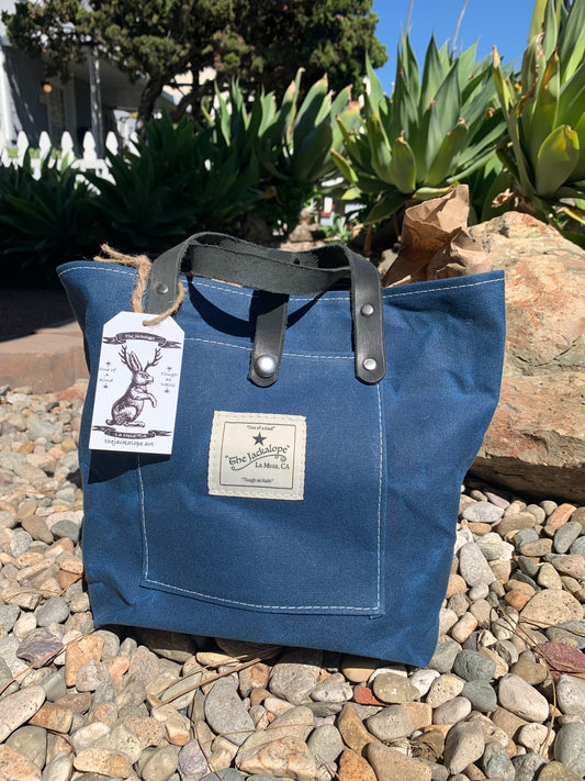 Mini Market Tote- Waxed Canvas (3 Colors W/Black Handles)