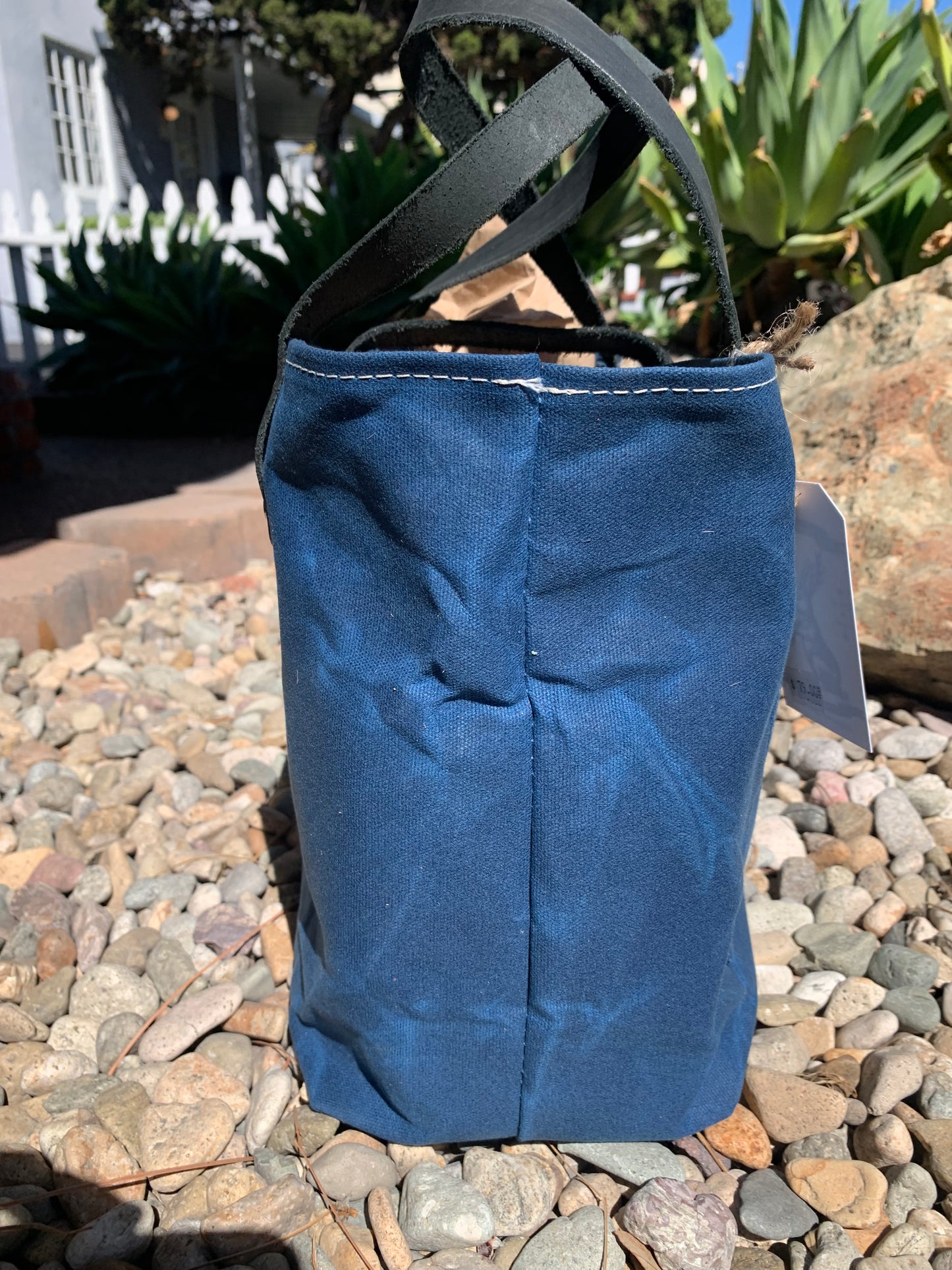 Mini Market Tote- Waxed Canvas (3 Colors W/Black Handles)
