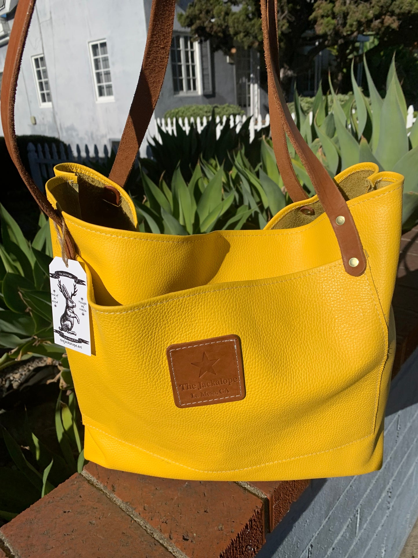 Market Tote- Bright Yellow Leather