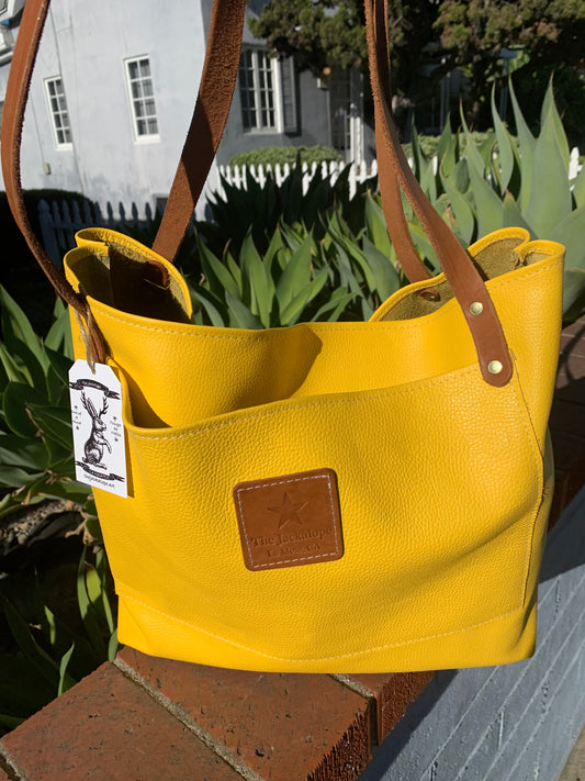 Market Tote- Bright Yellow Leather