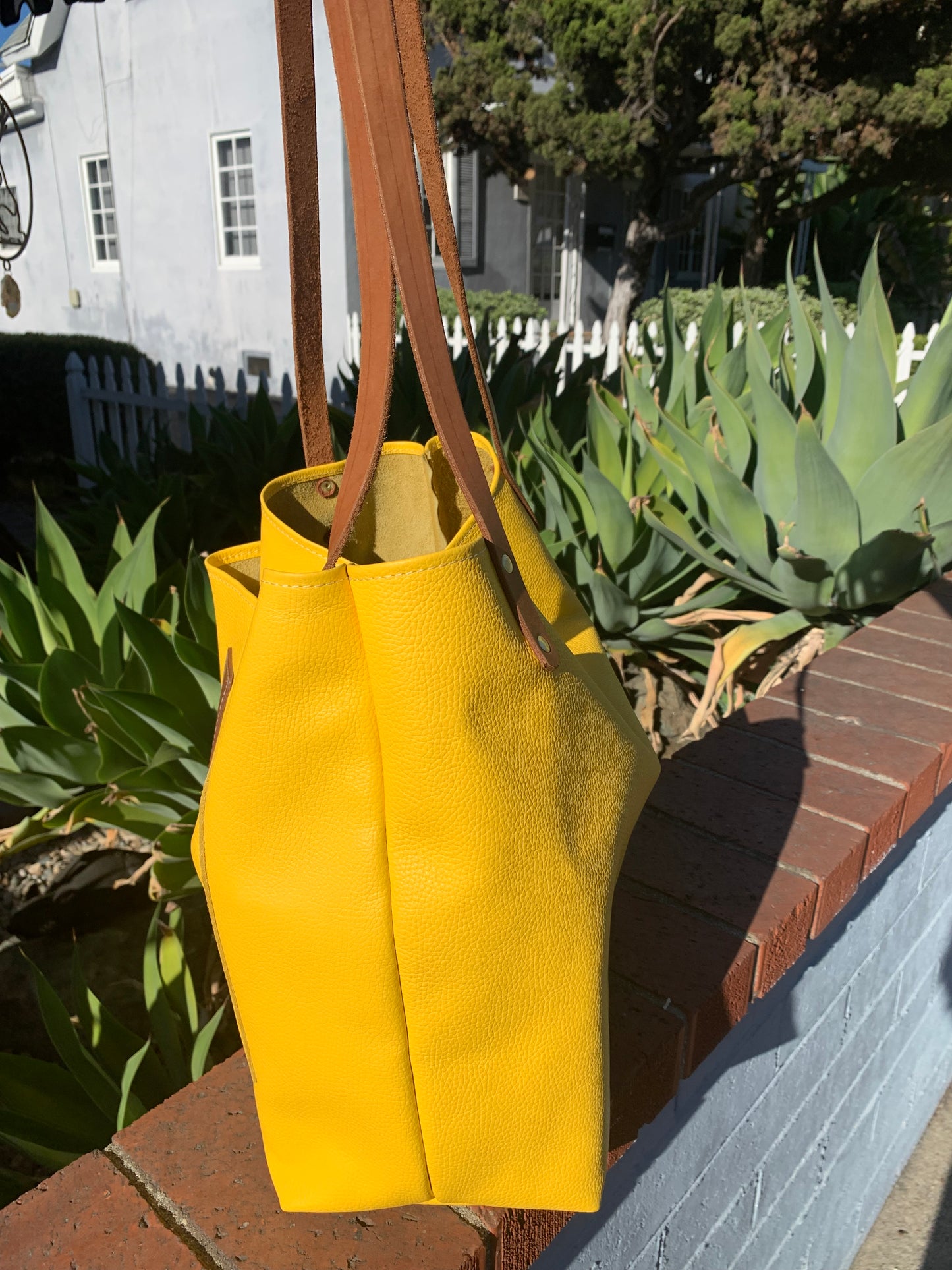 Market Tote- Bright Yellow Leather