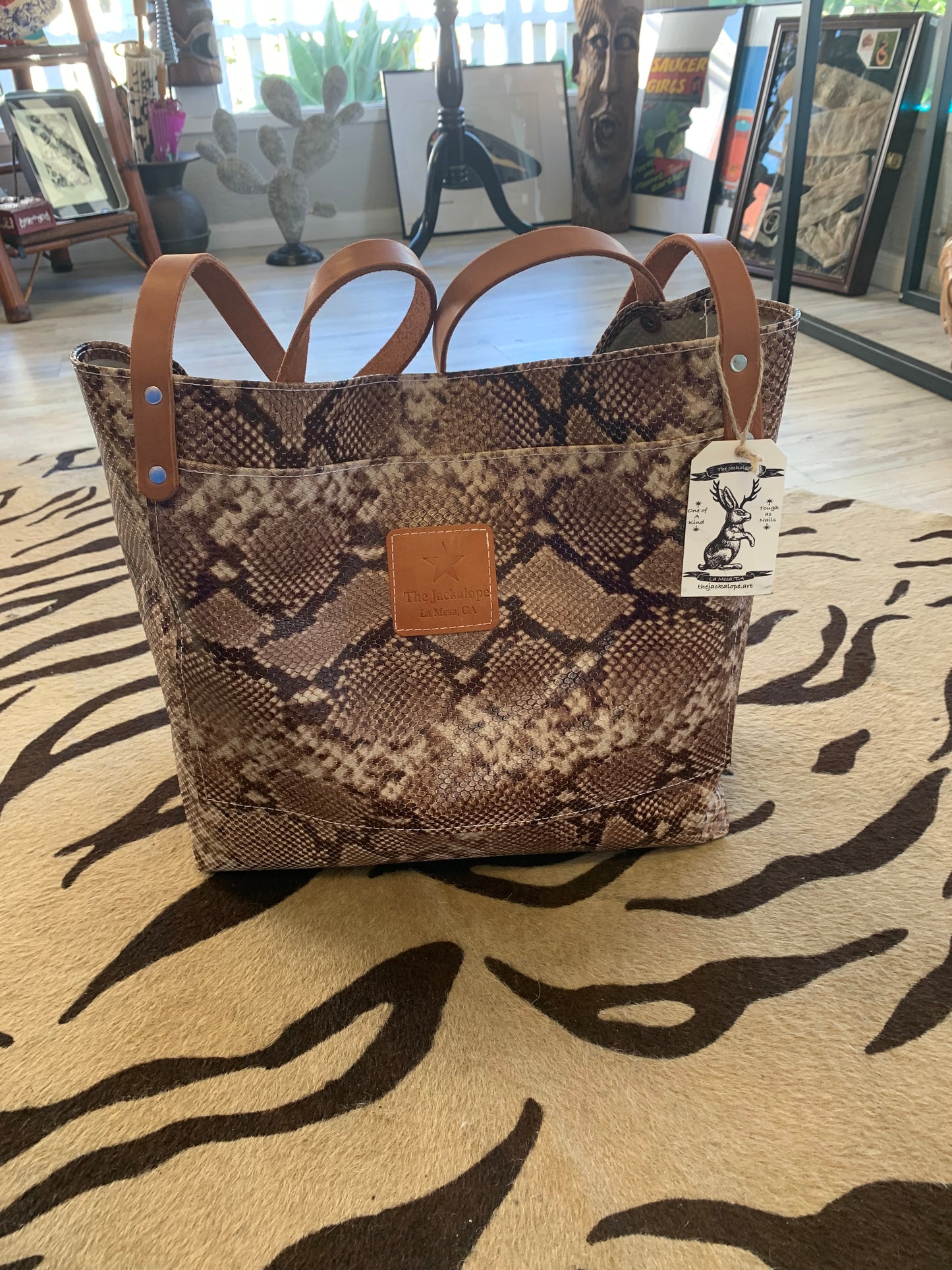 Market Tote - Brown "Snakeskine"