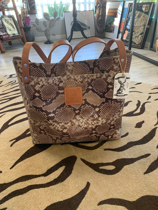 Market Tote - Brown "Snakeskine"