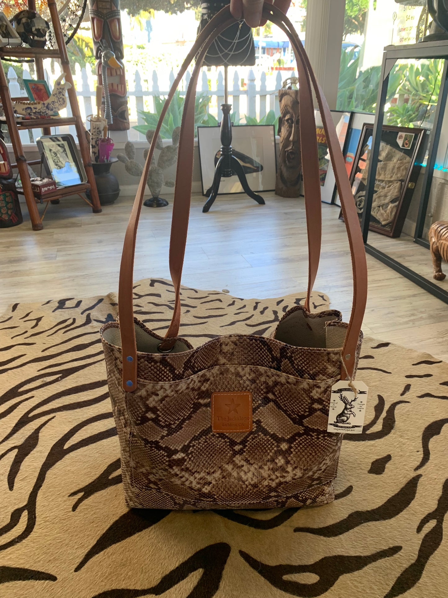 Market Tote - Brown "Snakeskine"