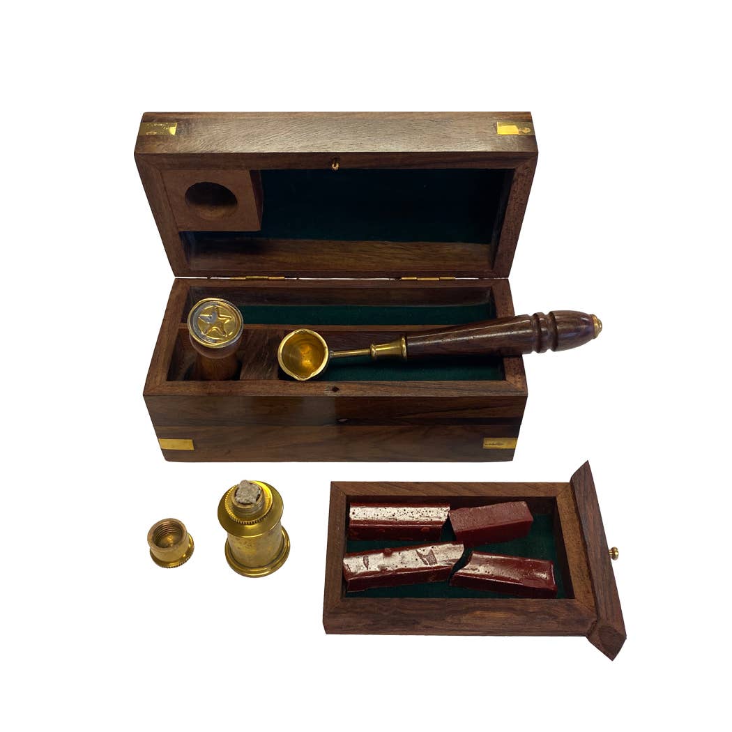 Wax Seal Kit in Wooden Box- 5-1/2" (Working Reproduction)