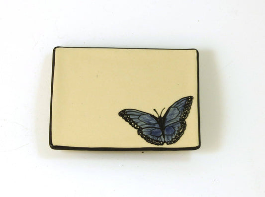 Suramics Pottery - Blue Butterfly Tray