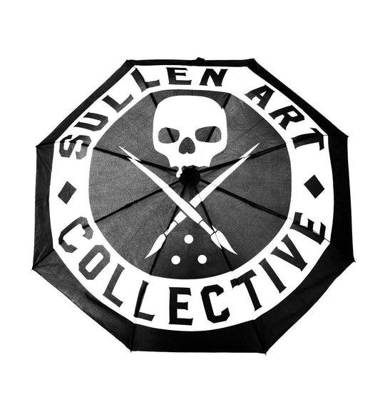 Travel Umbrella - Sullen Art Collective Badge Logo- Black/White