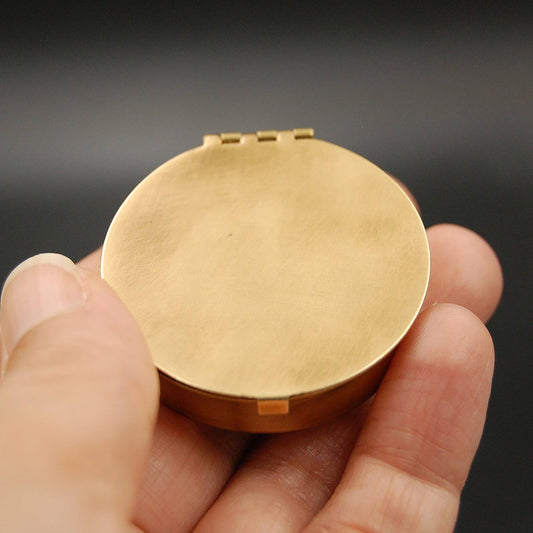 Metal Cloth & Wood - Round Small Brass Pill Box with Your Choice of Engraving