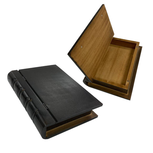 Black Wood Hollow Book Safe Storage Box- 10" Reproduction