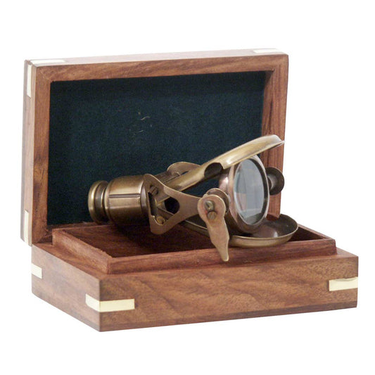Handheld Brass Telescope in 4" Wooden Box (Reproduction)