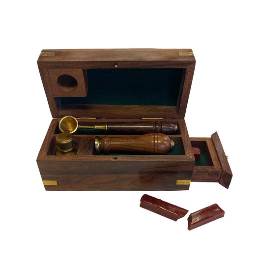 Wax Seal Kit in Wooden Box- 5-1/2" (Working Reproduction)