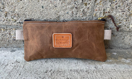 Small Ditty Bag- (Wide) Waxed Canvas Saddle Tan