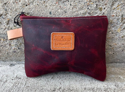 Small Ditty Bag- Dark Cherry Volcano Leather