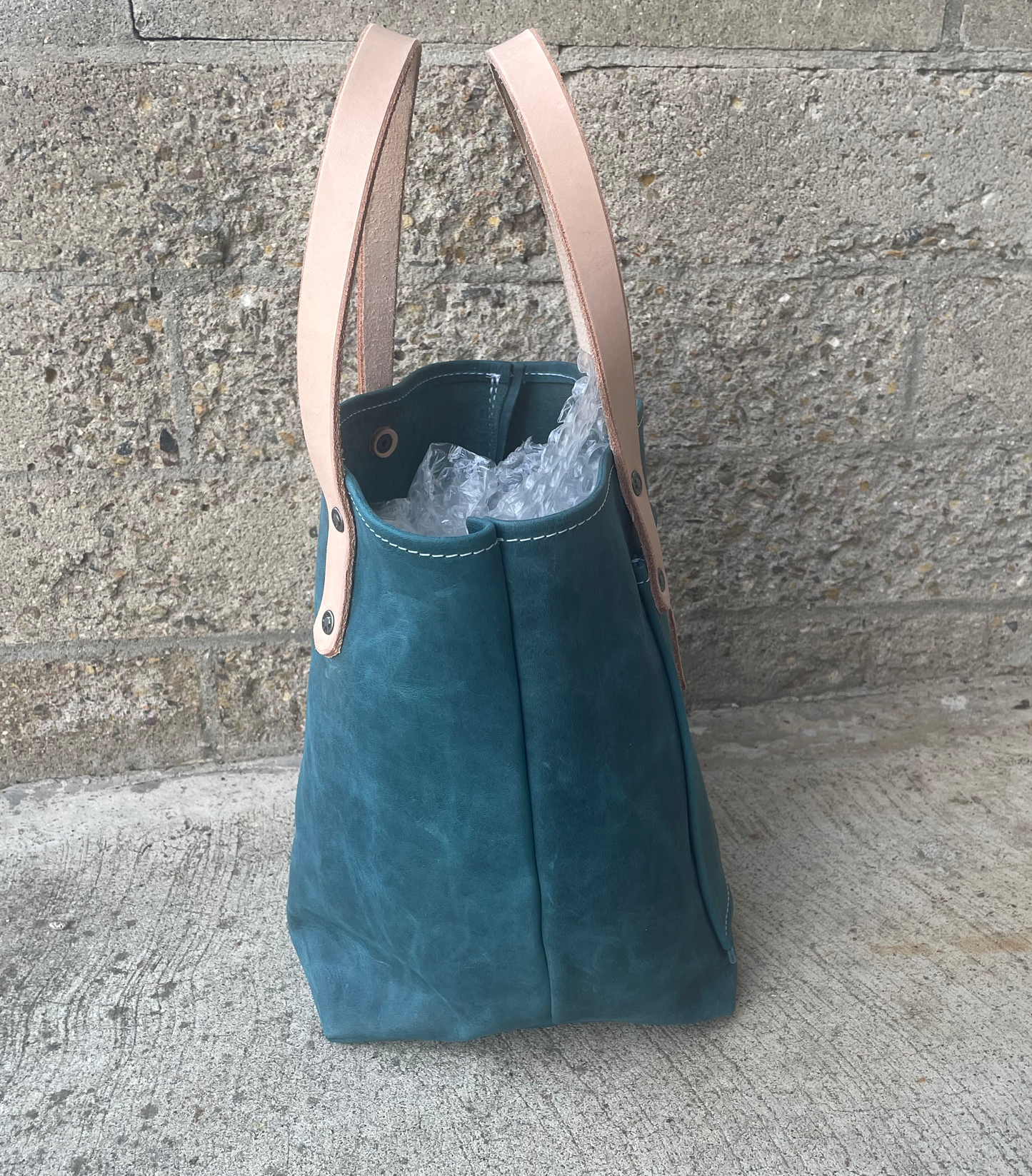 Micro Market Tote- Crazy Horse Leather (Blue)