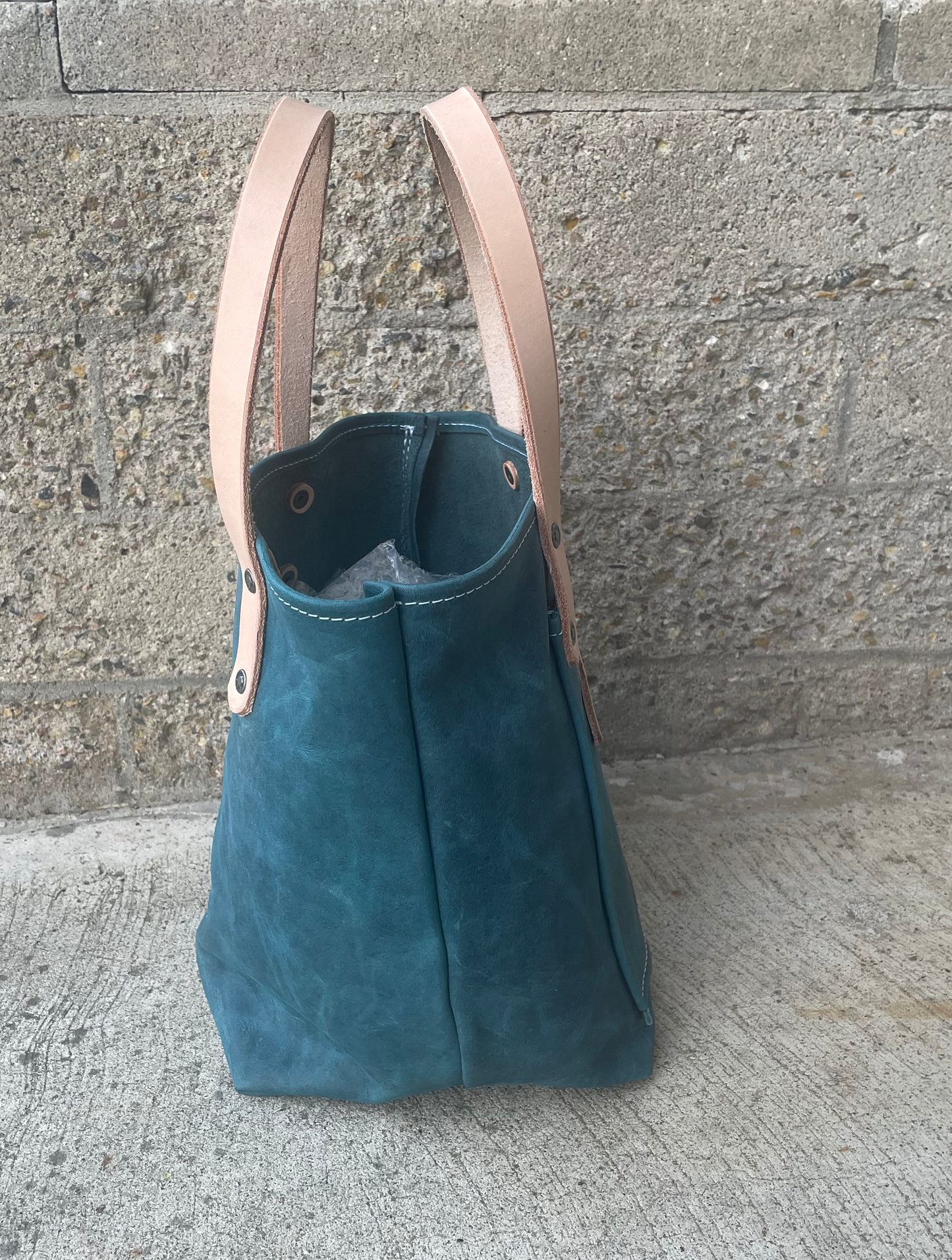 Micro Market Tote- Crazy Horse Leather (Blue)