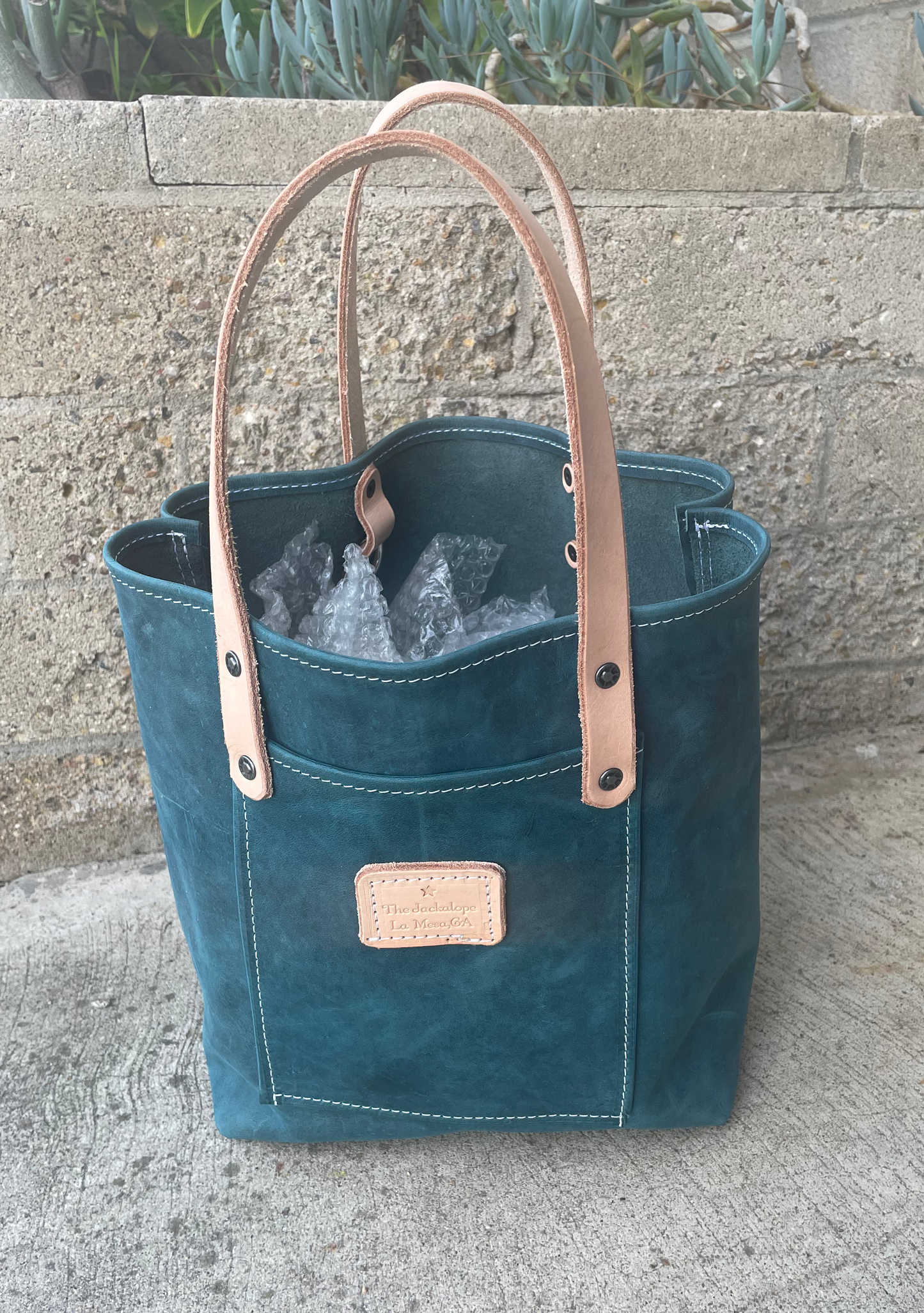 Mini Market Tote- Crazy Horse Leather (Blue)