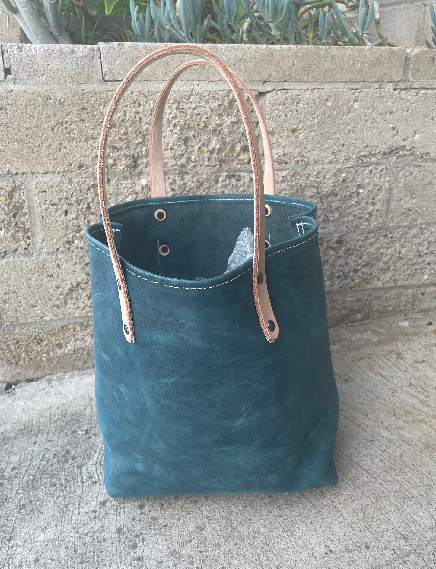 Mini Market Tote- Crazy Horse Leather (Blue)