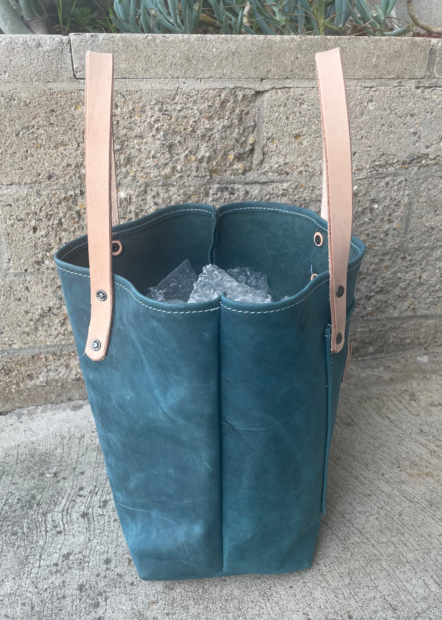 Mini Market Tote- Crazy Horse Leather (Blue)