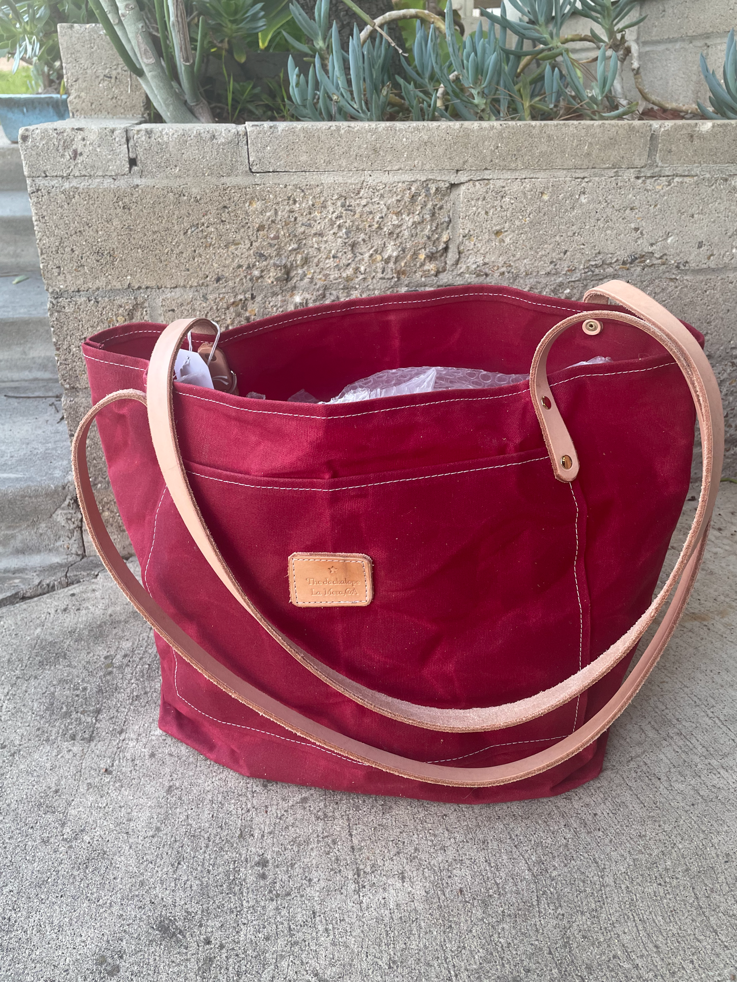 Market Tote- Waxed Canvas (Red)