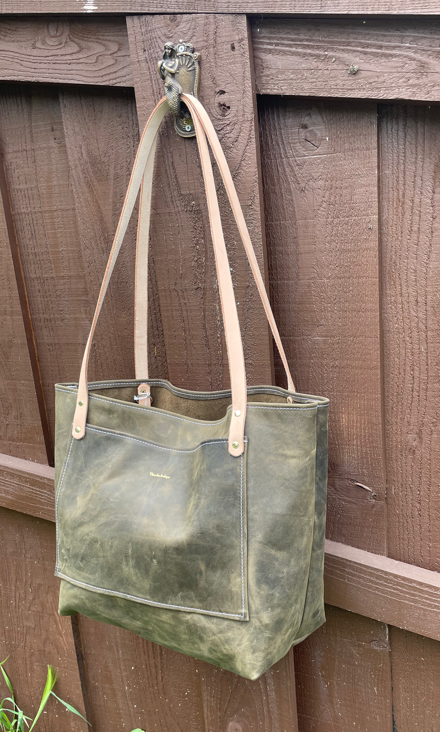 Market Tote- Crazy Horse Leather (Olive)