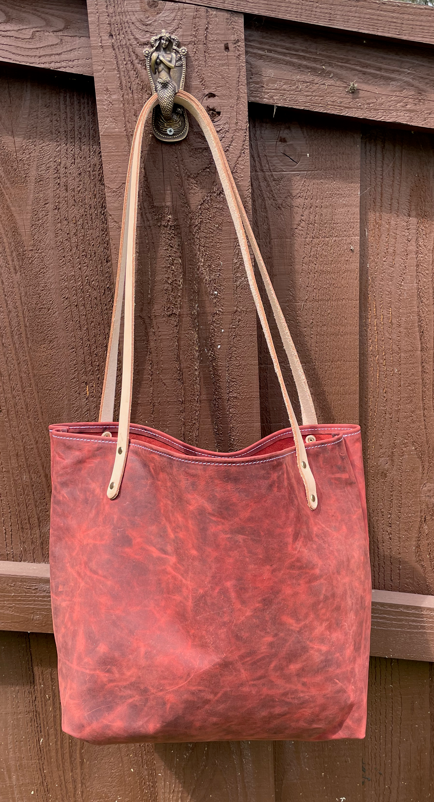 Market Tote- Crazy Horse Leather (Red)