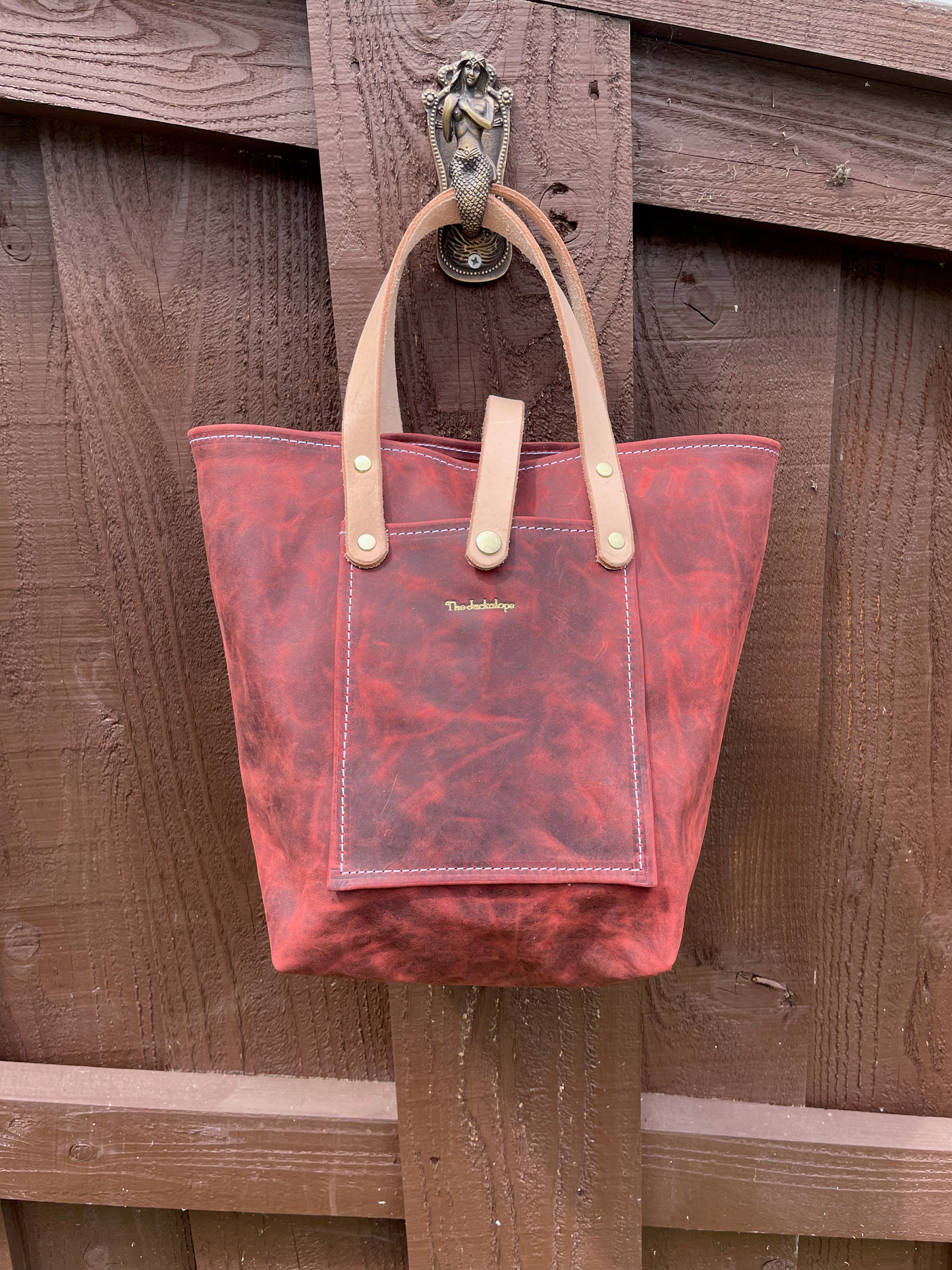 Mini Market Tote- Crazy Horse Leather (Red)