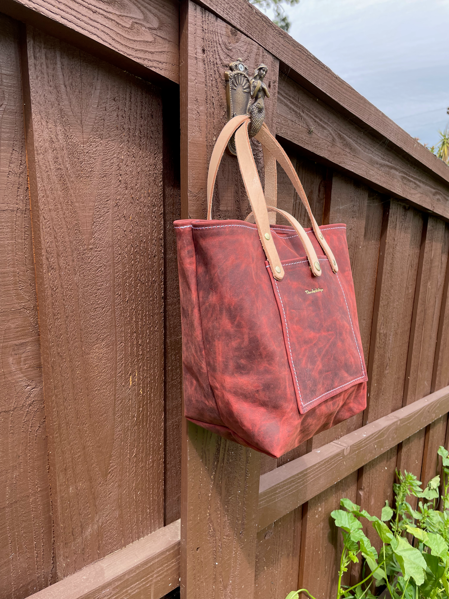 Mini Market Tote- Crazy Horse Leather (Red)