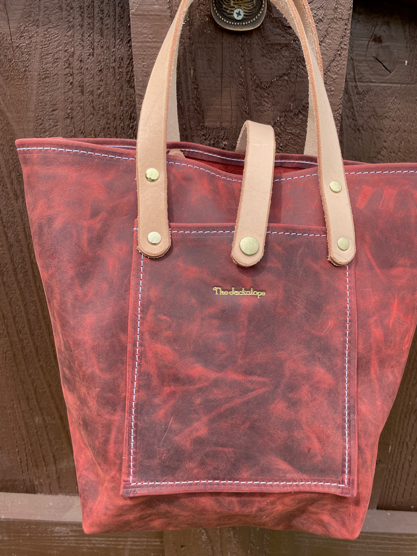 Mini Market Tote- Crazy Horse Leather (Red)