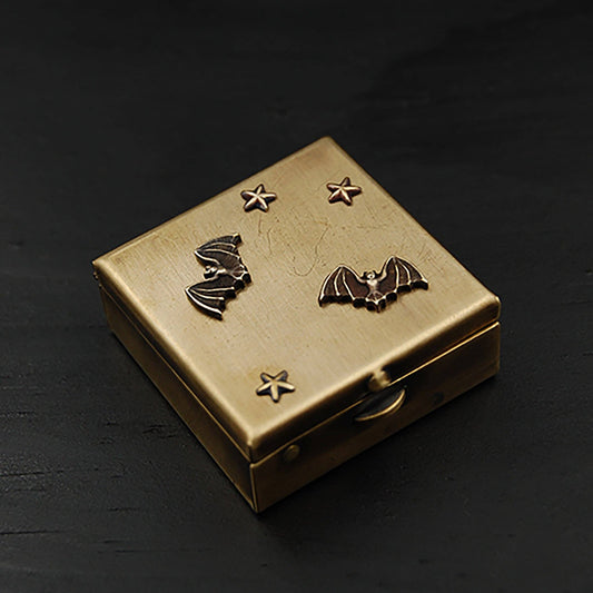 Metal Cloth & Wood - Brass Animal Pill Box with Your Choice of Owl, Cat, Fox, Rat or Bats!