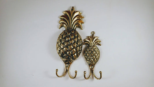 Pineapple Double Hook Hangers- Set Of 2, Brass