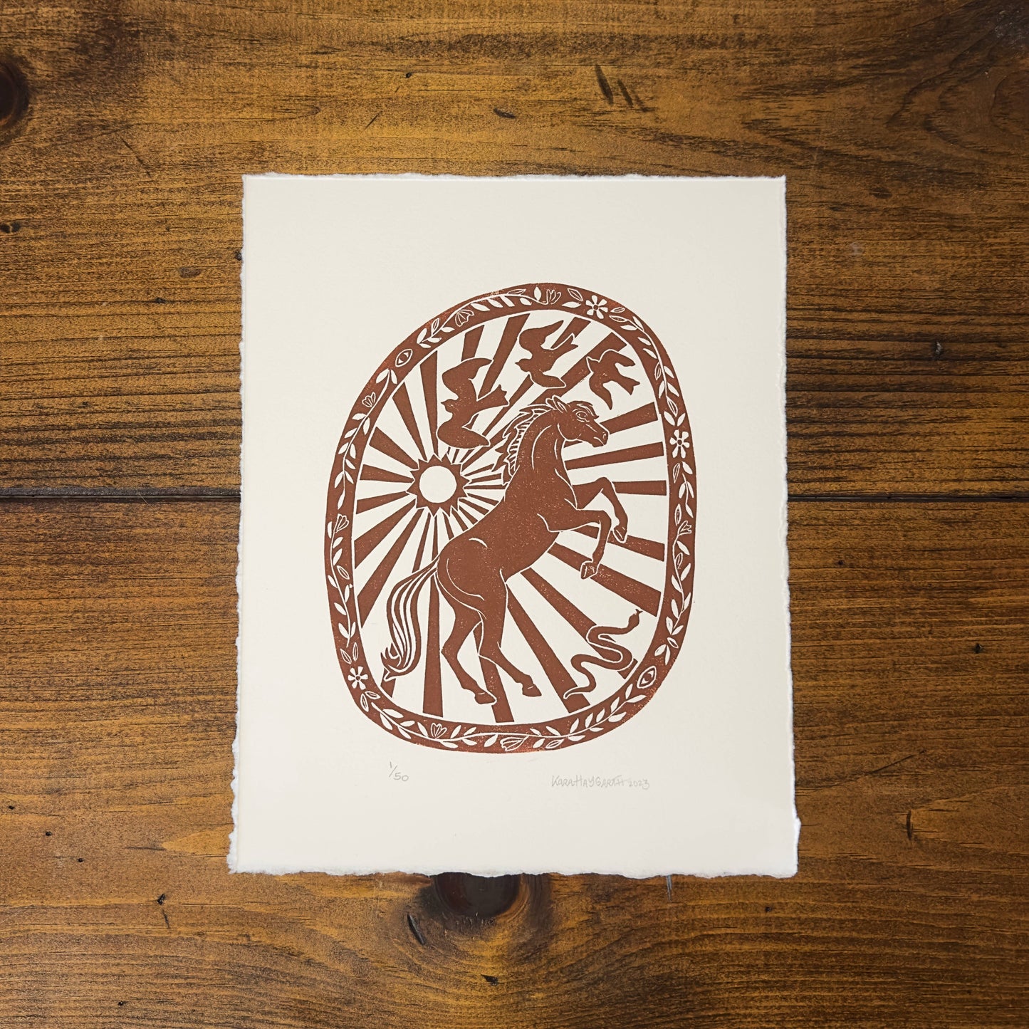 Good Omens handmade relief print - 8x10 (Kara Haygarth)