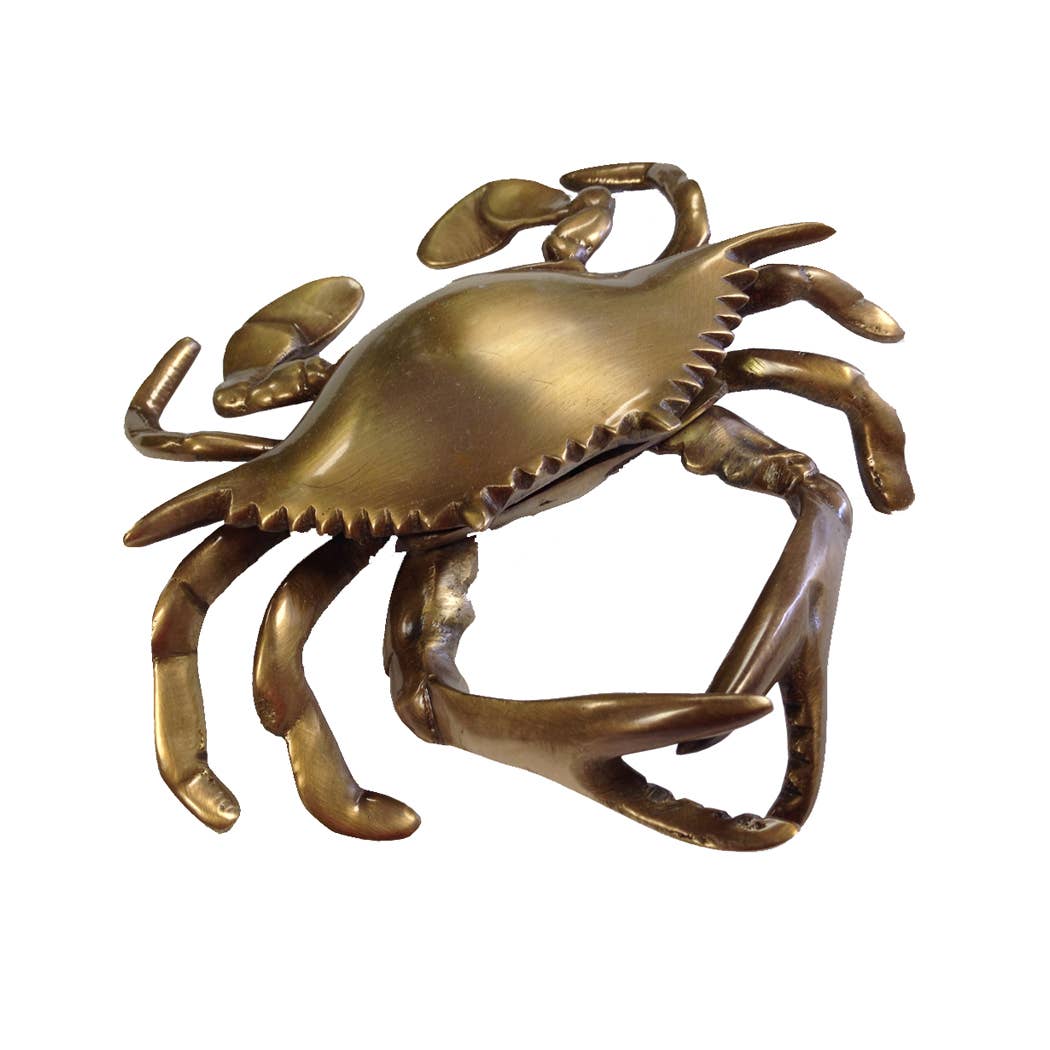 Blue Crab Paperweight- 6" Antiqued Brass